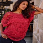 Plus Size Relaxed Pullover Crochet Sweater image number null