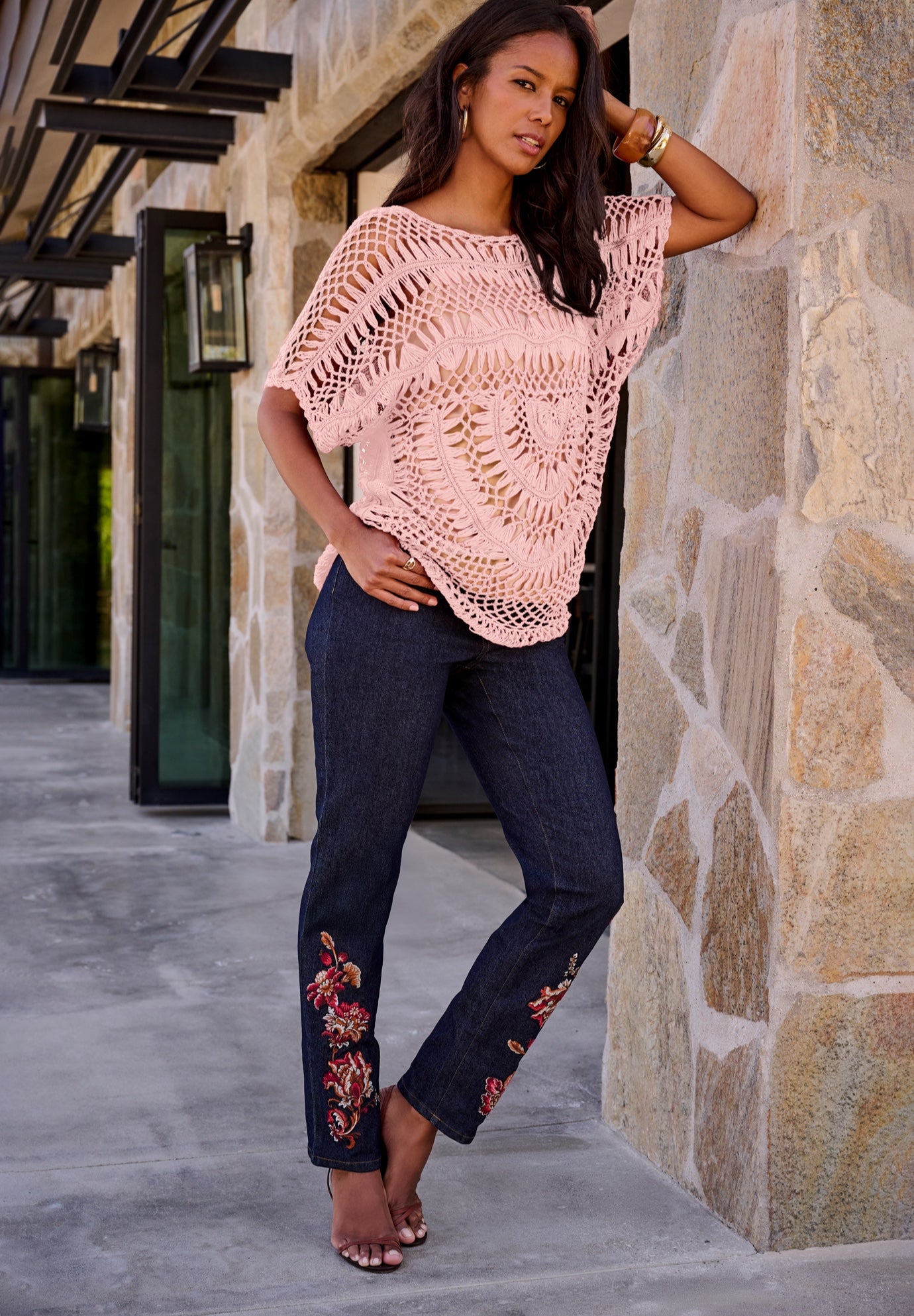 Plus Size Relaxed Pullover Crochet Sweater image number 0