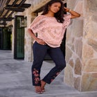 Plus Size Relaxed Pullover Crochet Sweater image number null