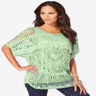 Plus Size Relaxed Pullover Crochet Sweater image number null