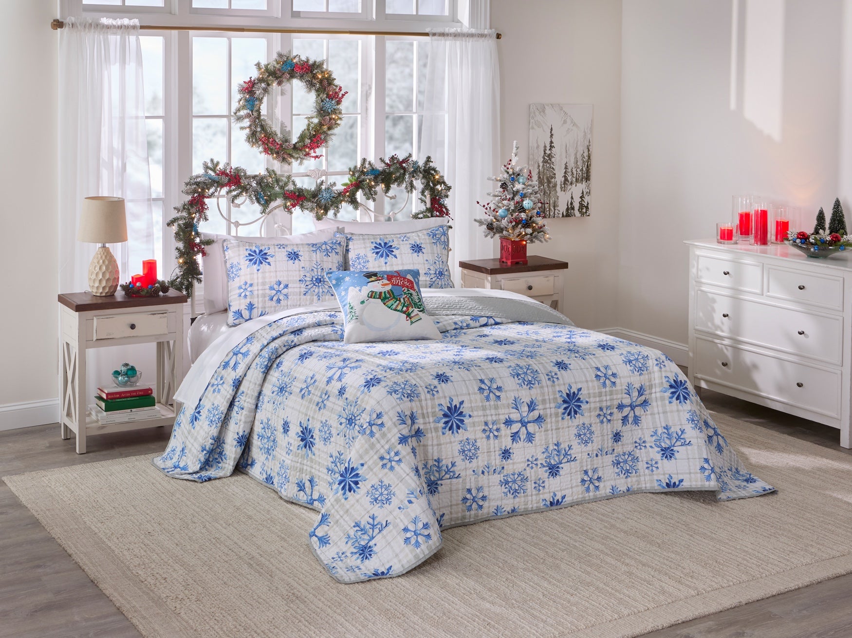 3-Pc. Microfleece Christmas Bedspread Set image number 0