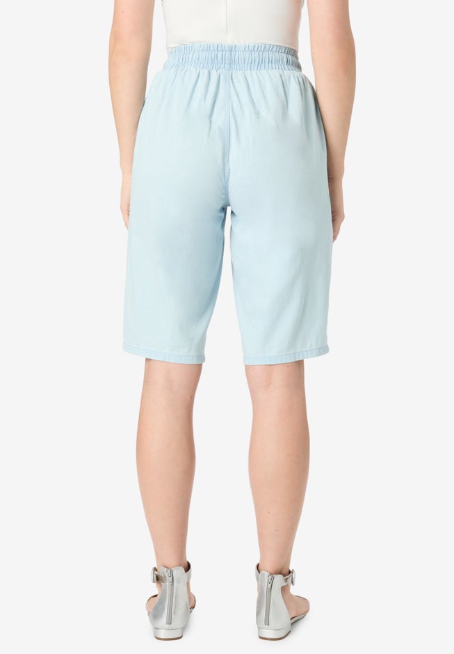 Embroidered Chambray Bermuda Shorts image number 1