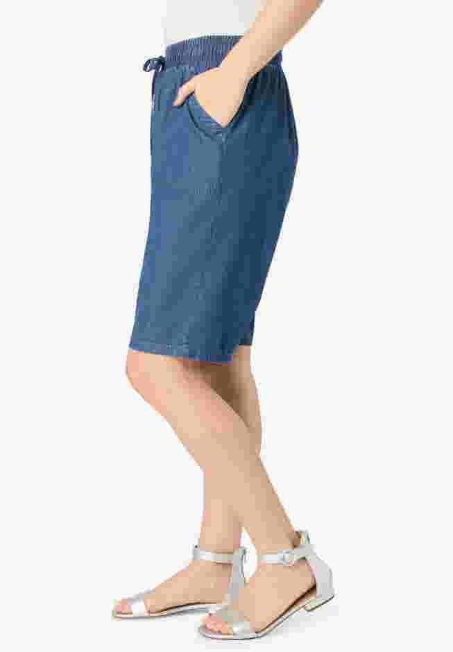Embroidered Chambray Bermuda Shorts image number 2
