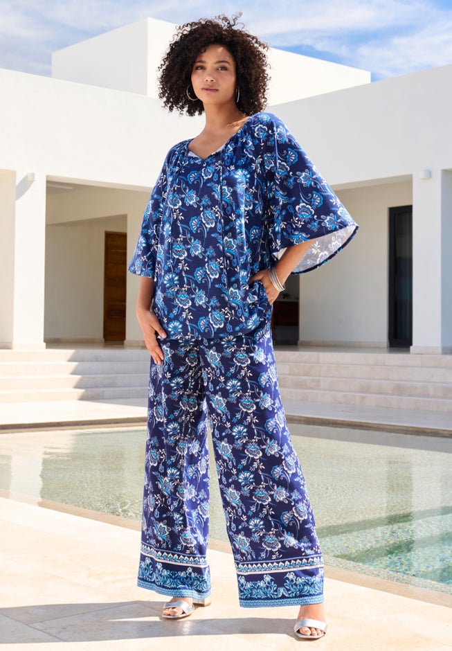 Plus Size Printed Wide Leg Pant image number 3