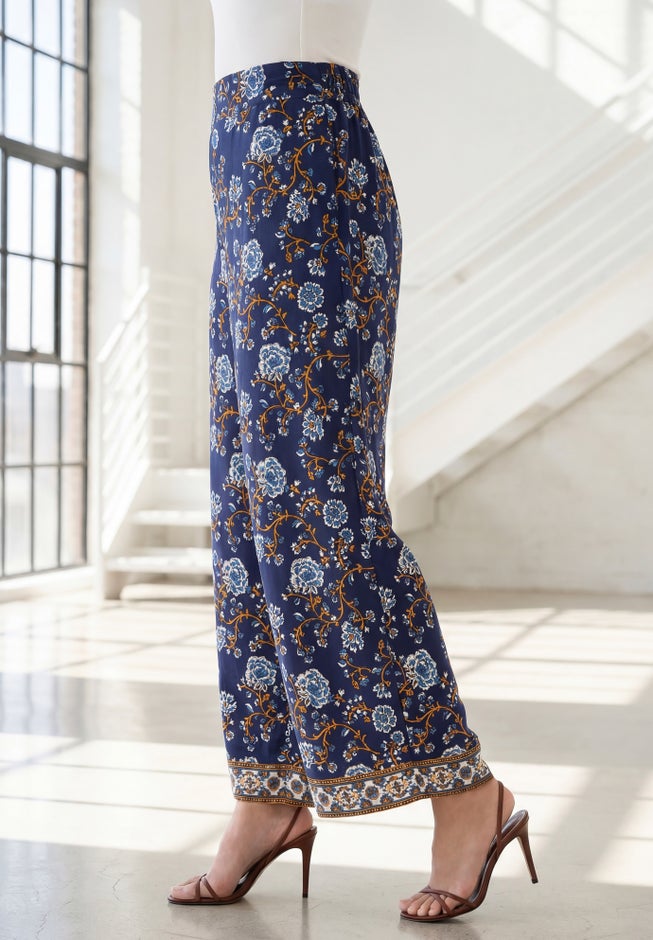 Plus Size Printed Wide Leg Pant image number 2