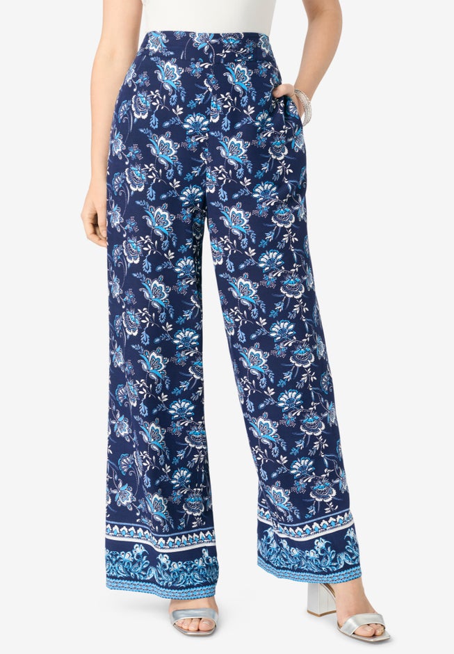 Plus Size Printed Wide Leg Pant image number 0
