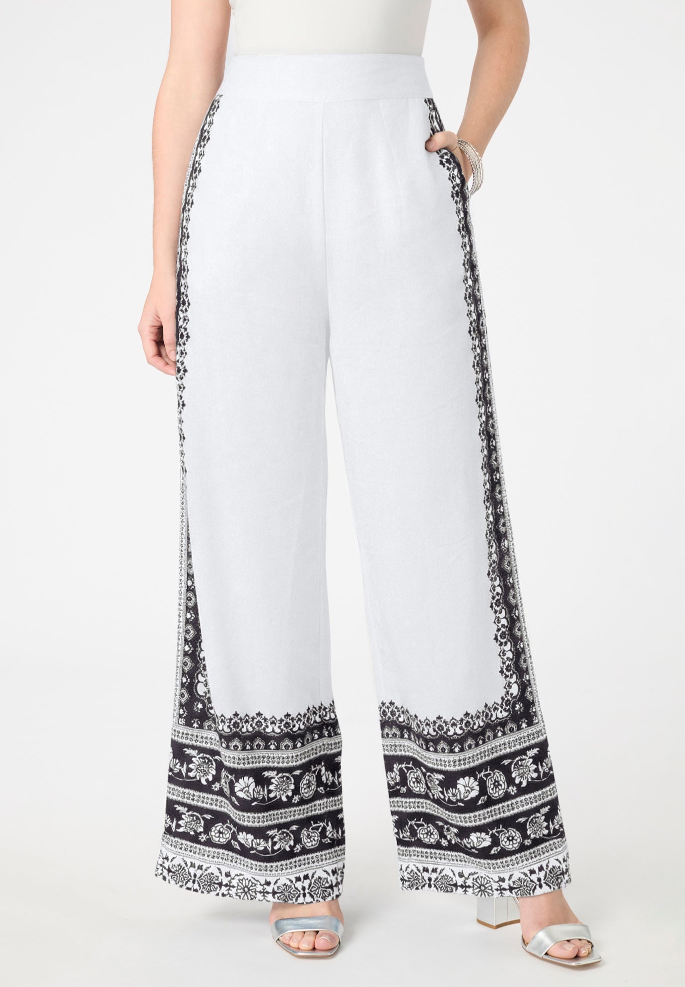 Plus Size Printed Wide Leg Pant image number 0