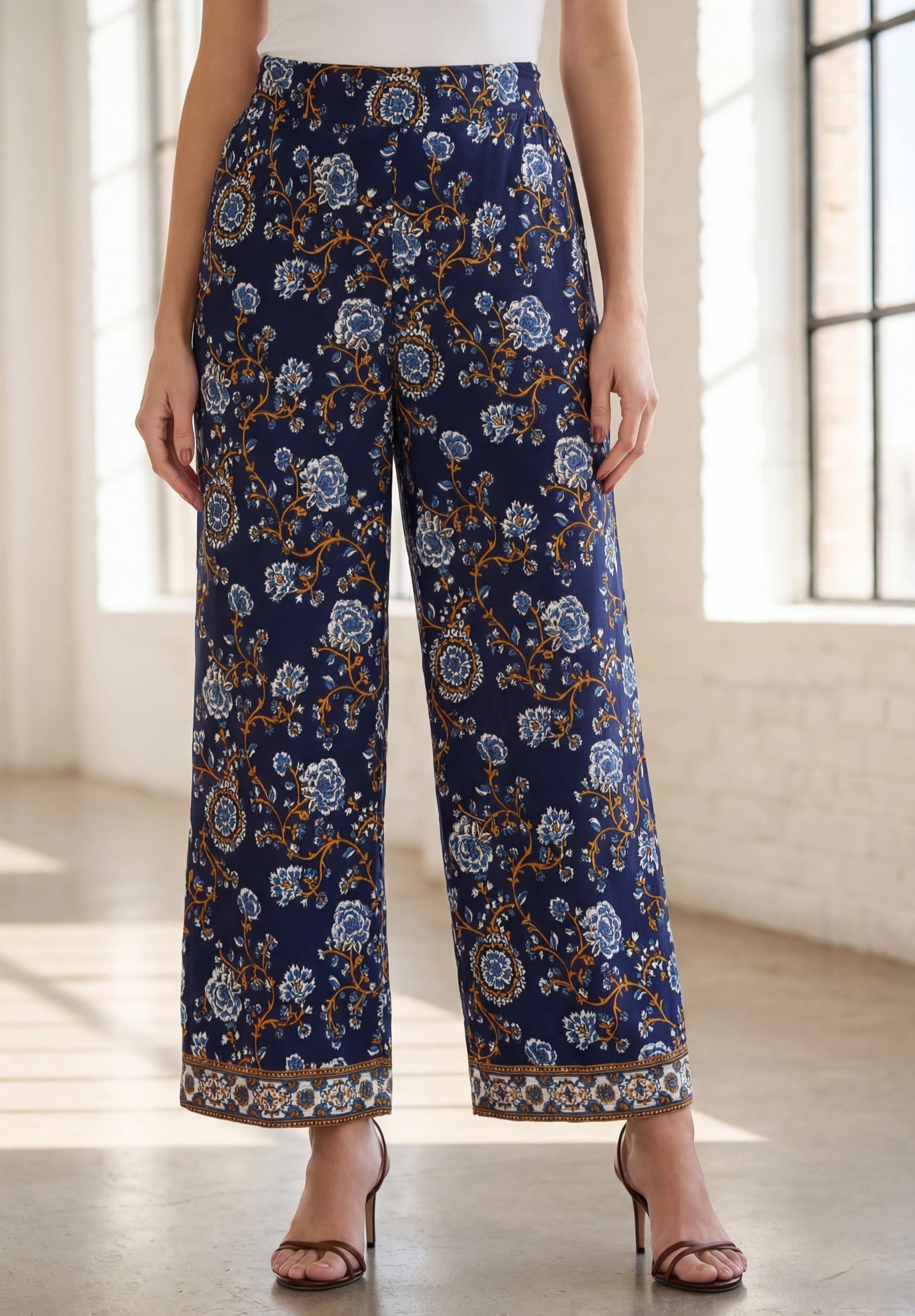 Plus Size Printed Wide Leg Pant image number 0
