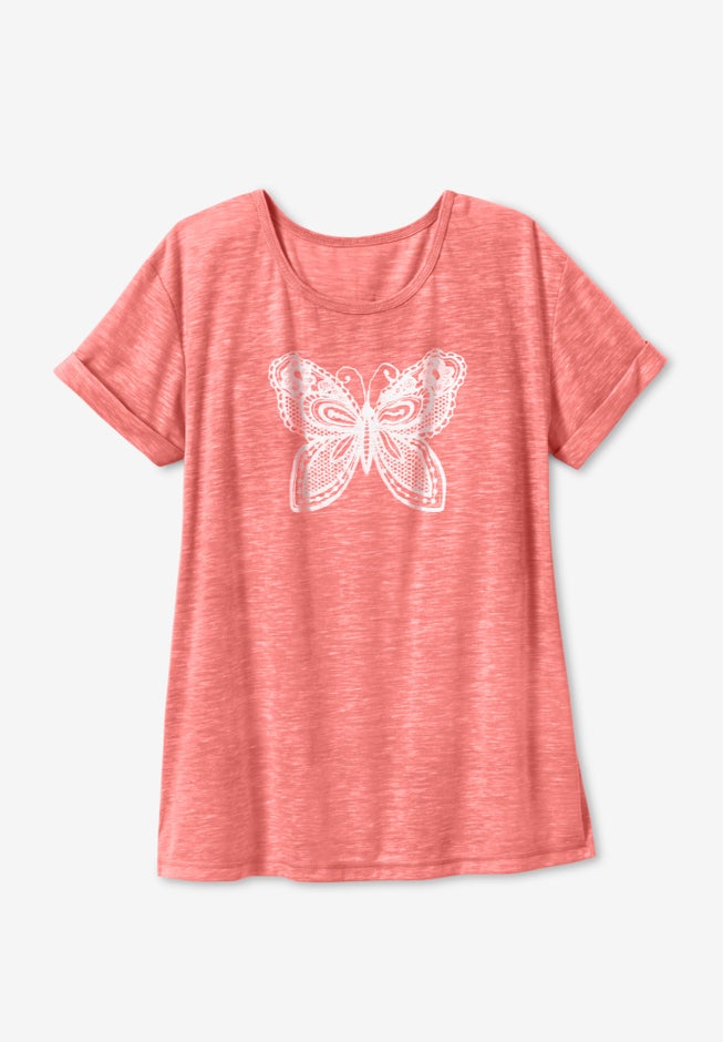 Marled Cuffed-Sleeve Tee image number 3