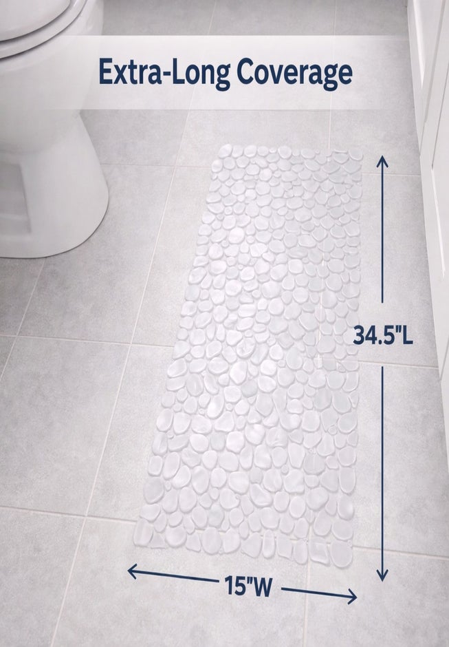 Extra Long Tub Mat With River Stones Design image number 3