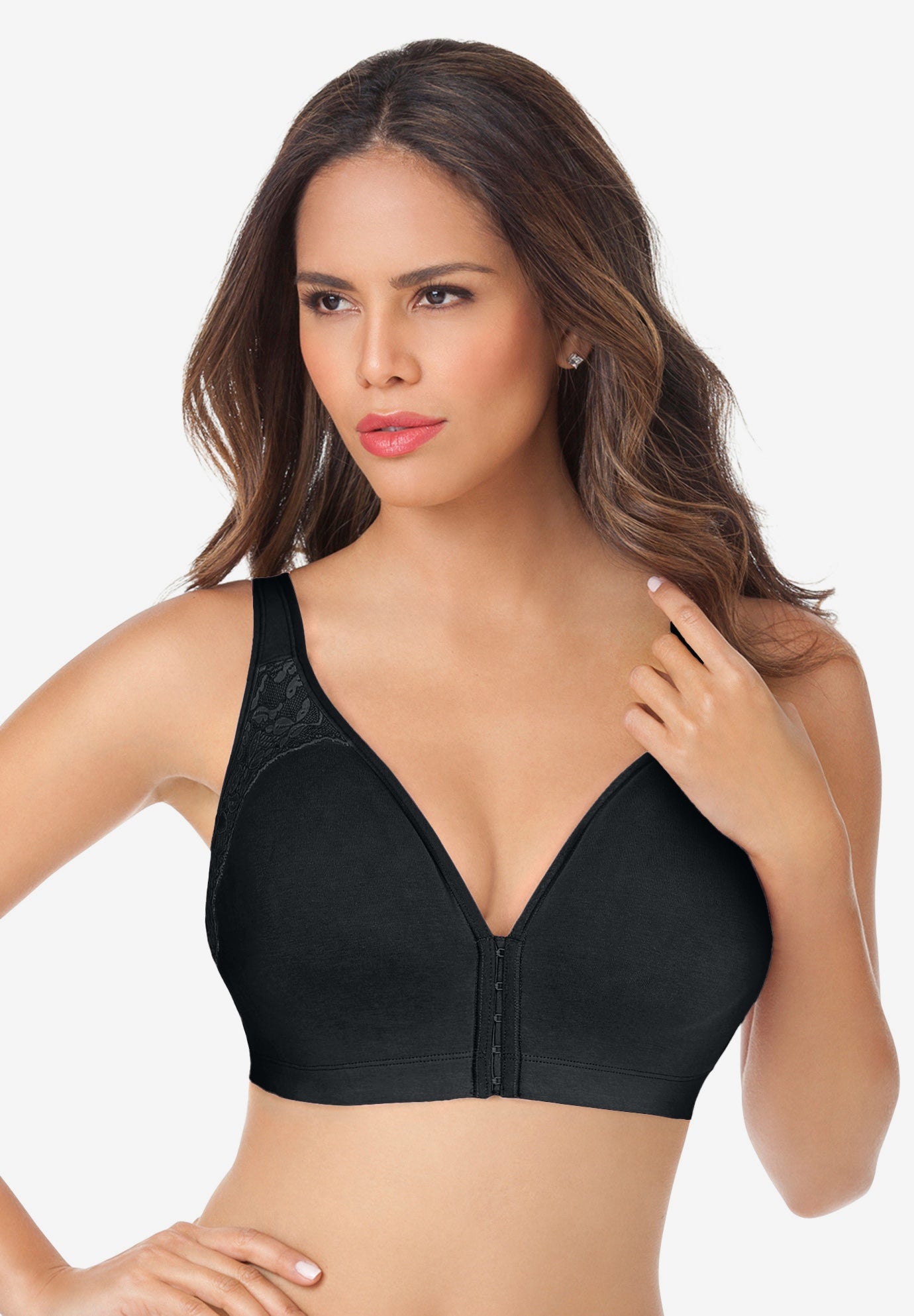 Wireless Front-Close Cotton Comfort Bra image number 0