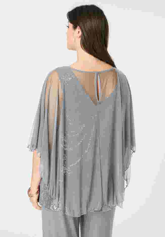 Georgette Mesh Overlay Top image number 1