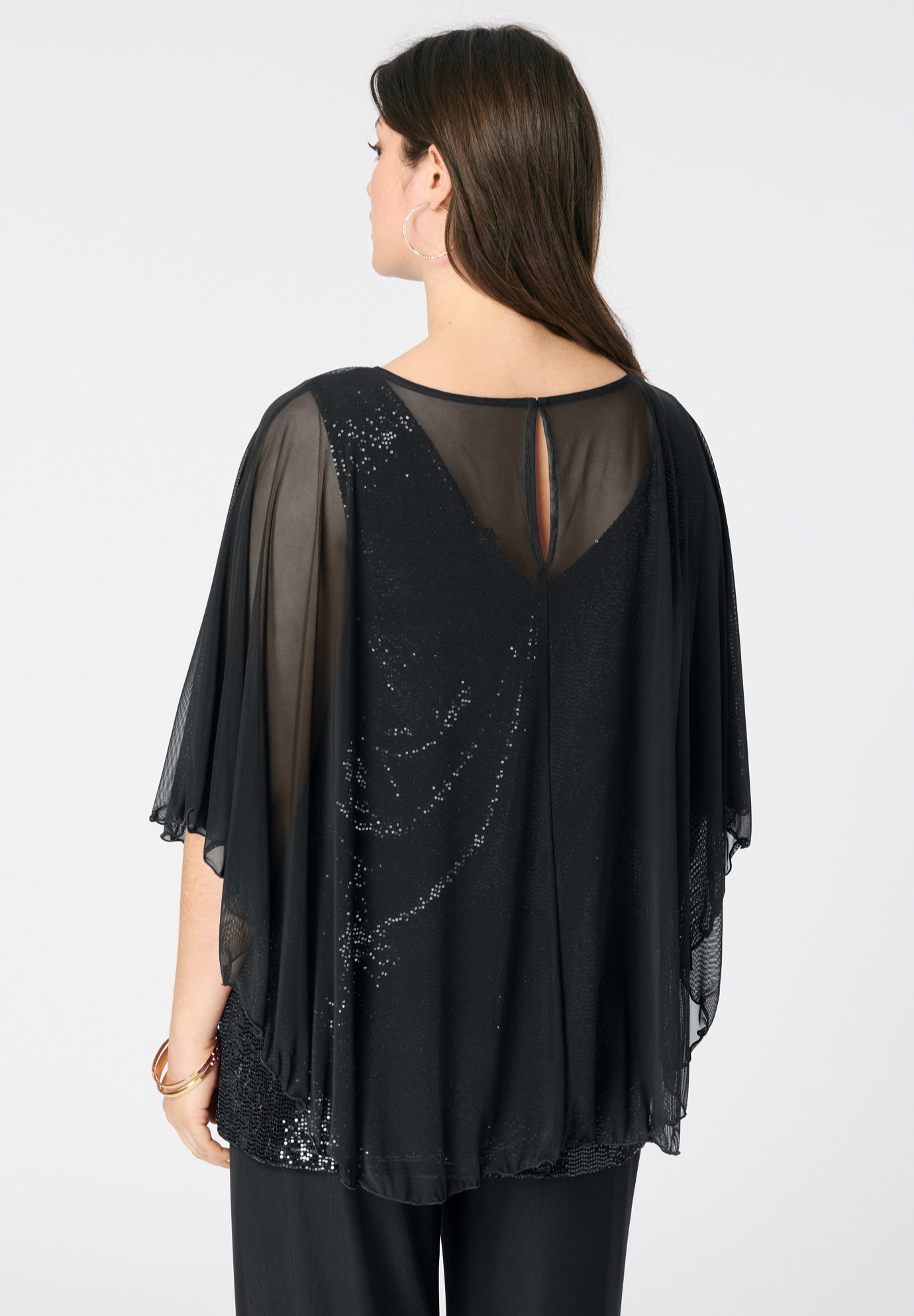 Georgette Mesh Overlay Top image number 1