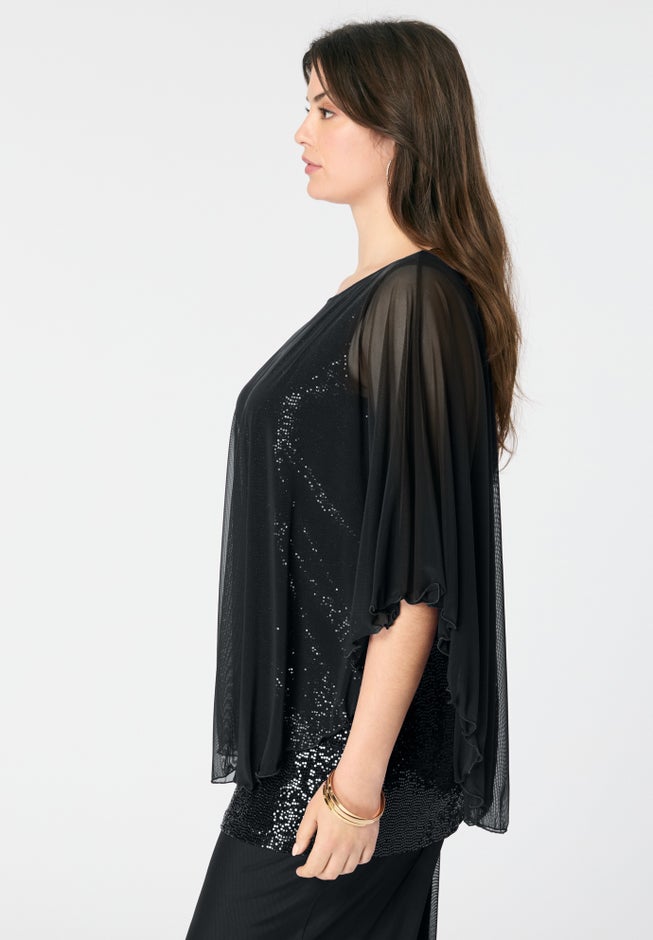 Georgette Mesh Overlay Top image number 2