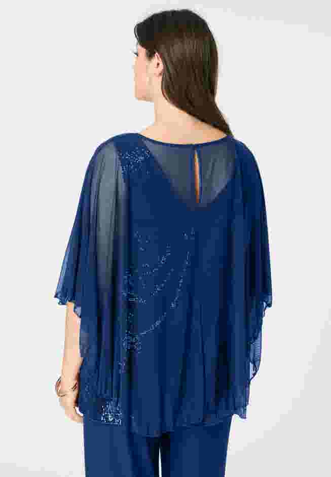 Georgette Mesh Overlay Top image number 1