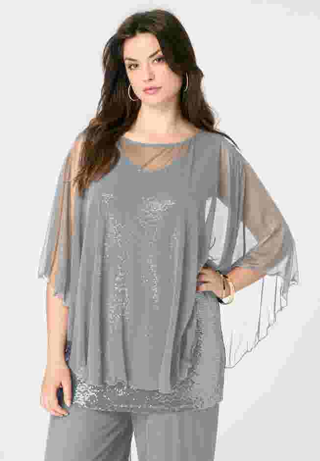 Georgette Mesh Overlay Top image number 0