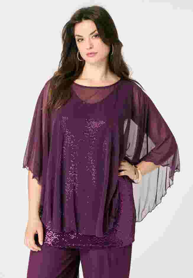 Georgette Mesh Overlay Top image number 0