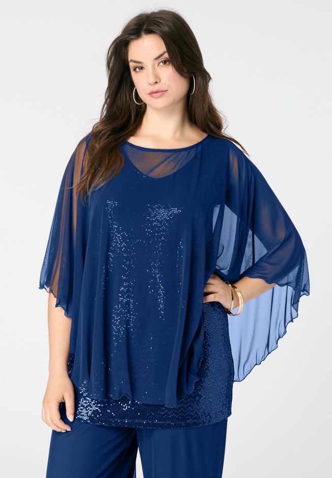 Georgette Mesh Overlay Top image number 0