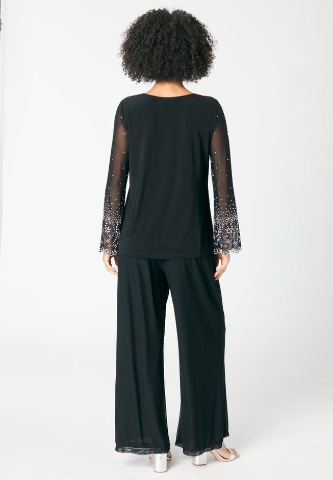 Mesh Overlay Embellished Top image number null