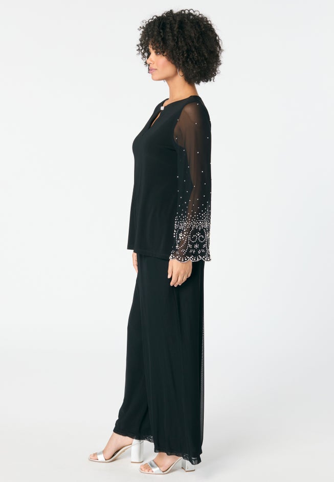 Mesh Overlay Embellished Top image number null