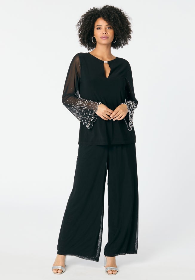 Mesh Overlay Embellished Top image number null