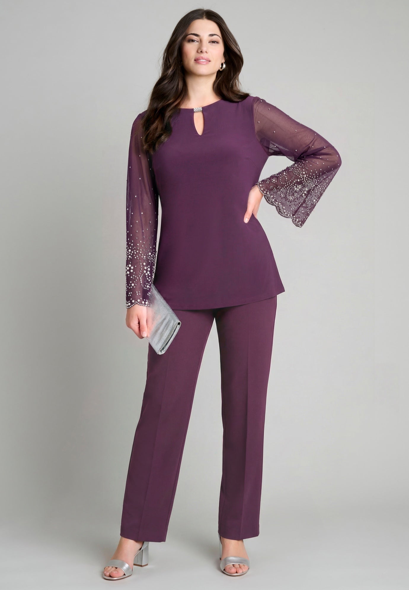 Mesh Overlay Embellished Top image number 0