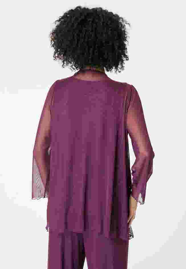 Mesh Overlay Cardigan and Tank Set. image number 1