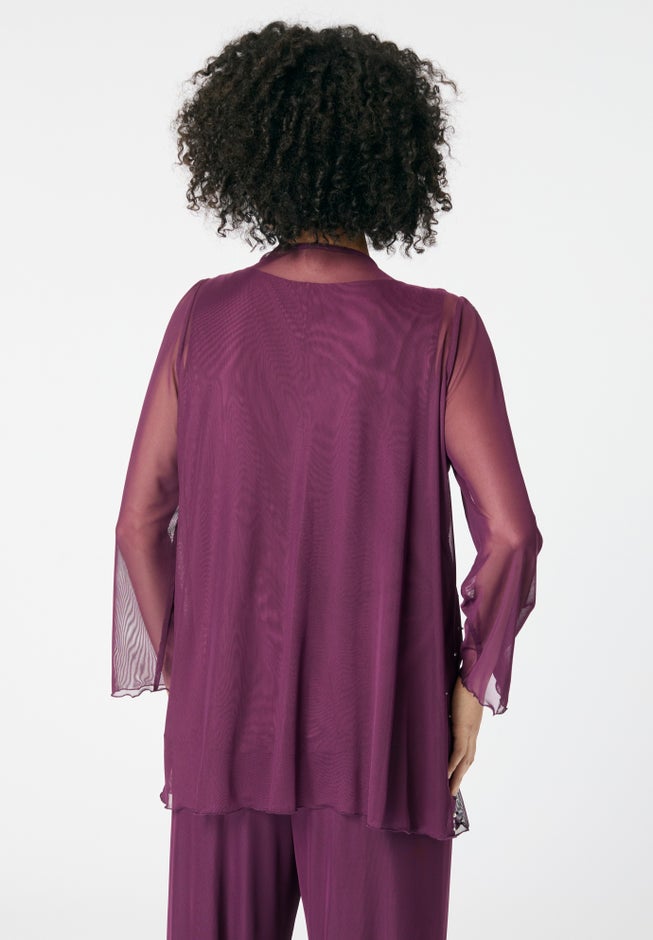 Mesh Overlay Cardigan and Tank Set. image number 1