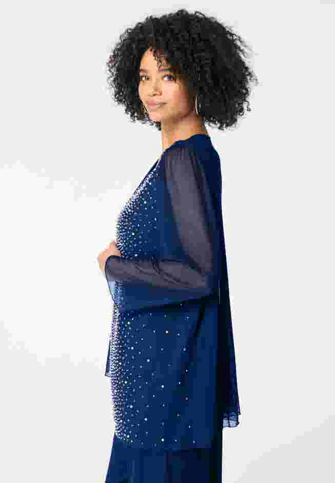 Mesh Overlay Cardigan and Tank Set. image number 2