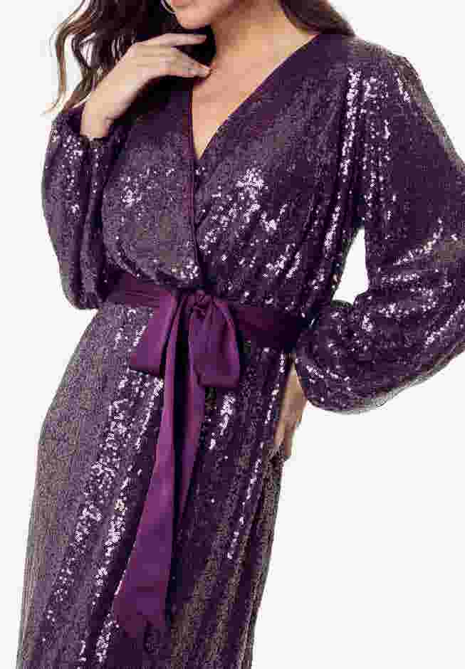 Sequin Wrap Dress image number 3