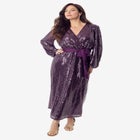 Plus Size Allover Sequin Wrap Maxi Dress image number null