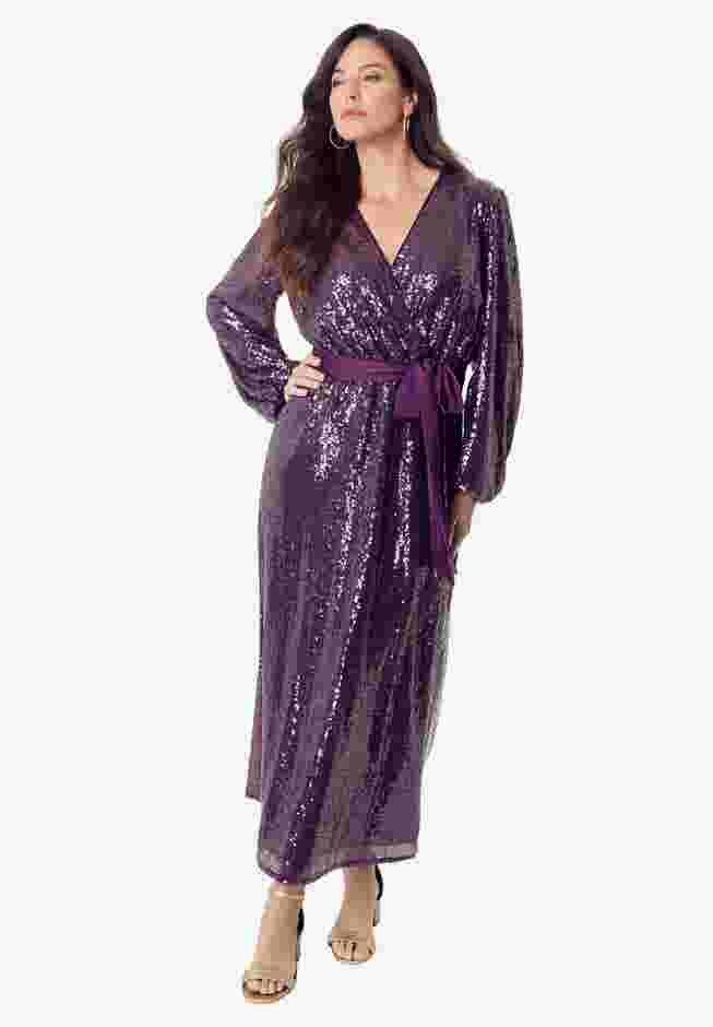 Sequin Wrap Dress image number 0