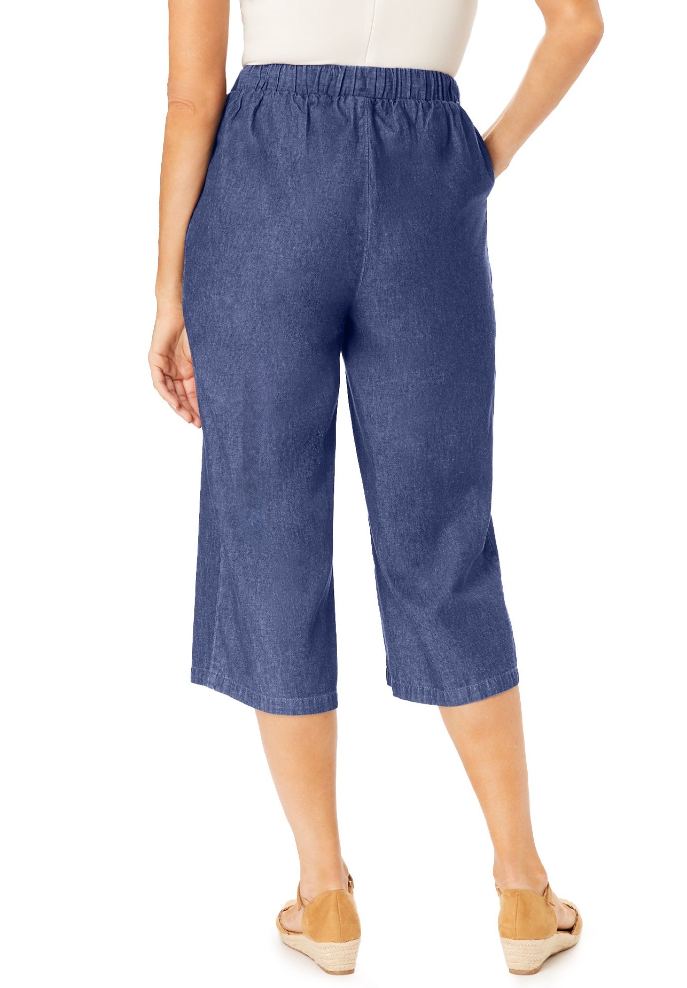 Drawstring Denim Capri image number 2