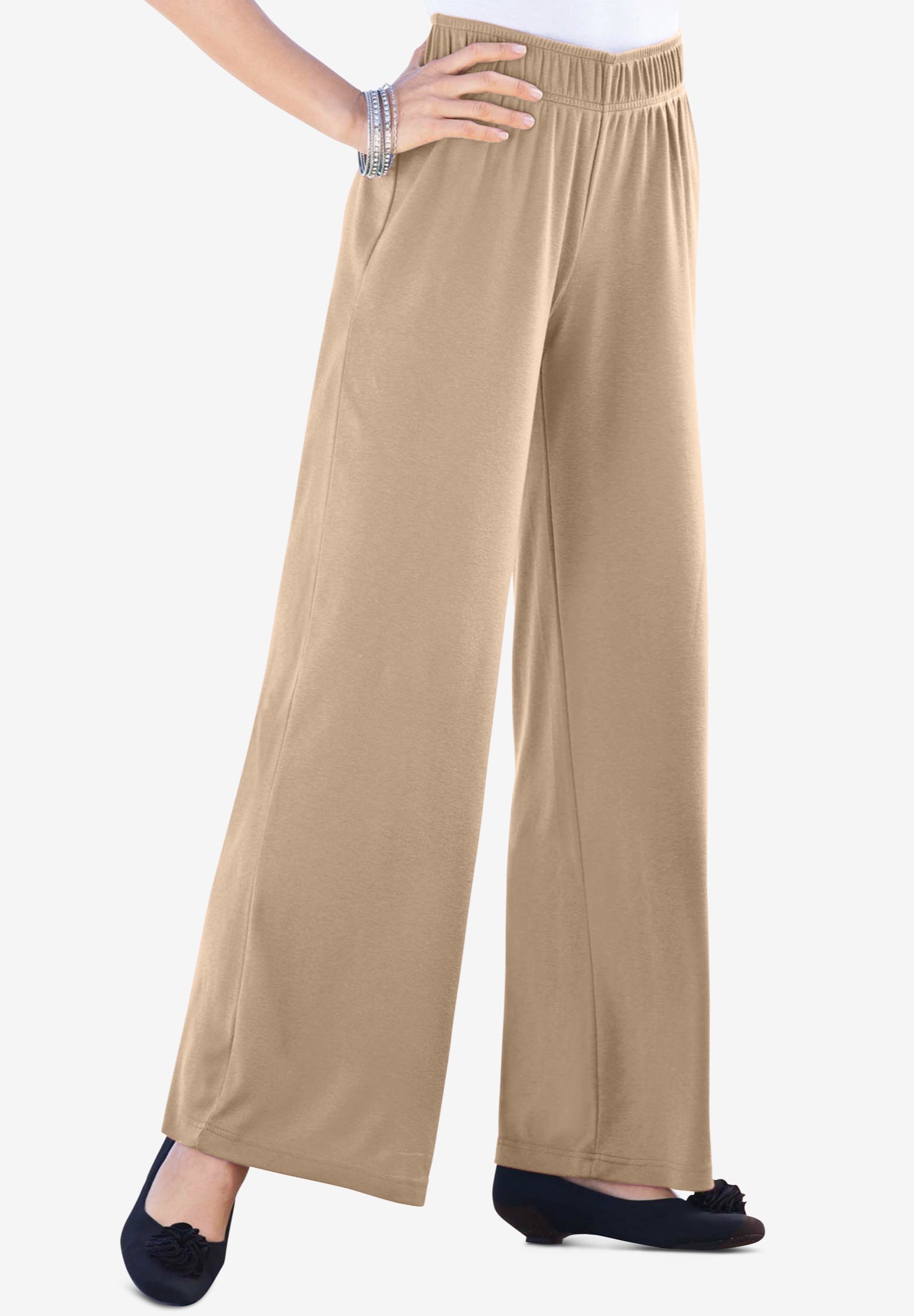 Plus Size Pull-On Wide Leg Soft Knit Pant image number 0