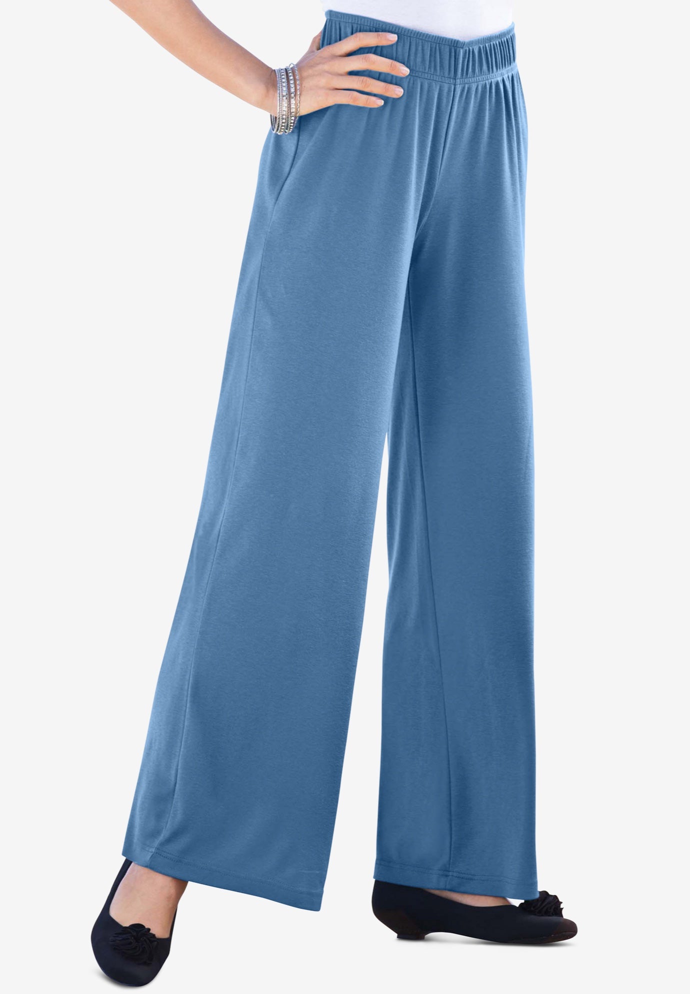 Plus Size Pull-On Wide Leg Soft Knit Pant image number 0