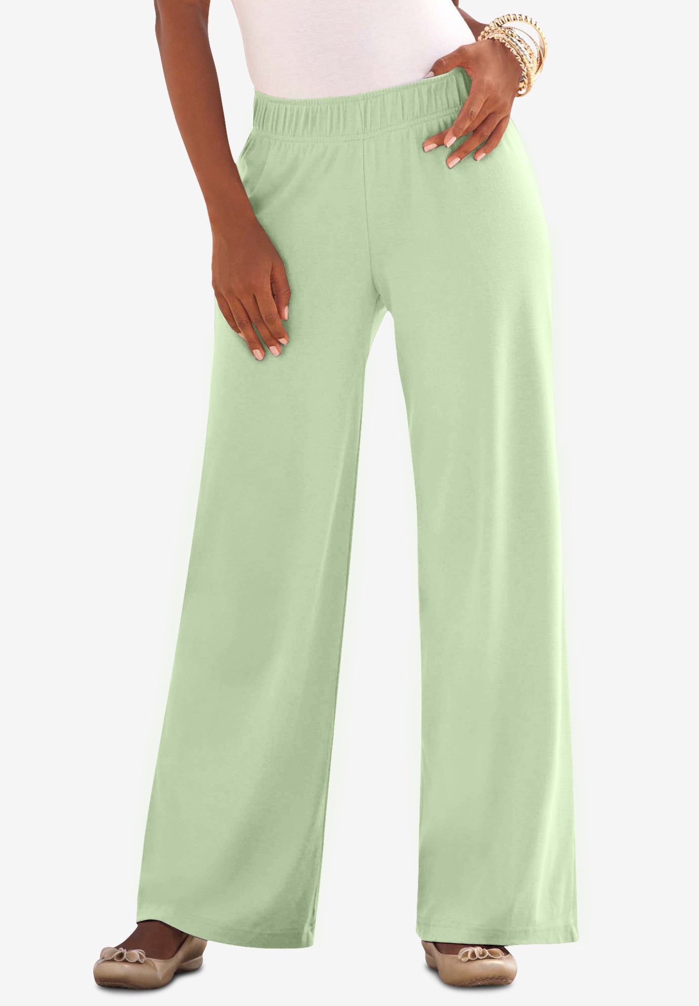 Plus Size Pull-On Wide Leg Soft Knit Pant image number 0