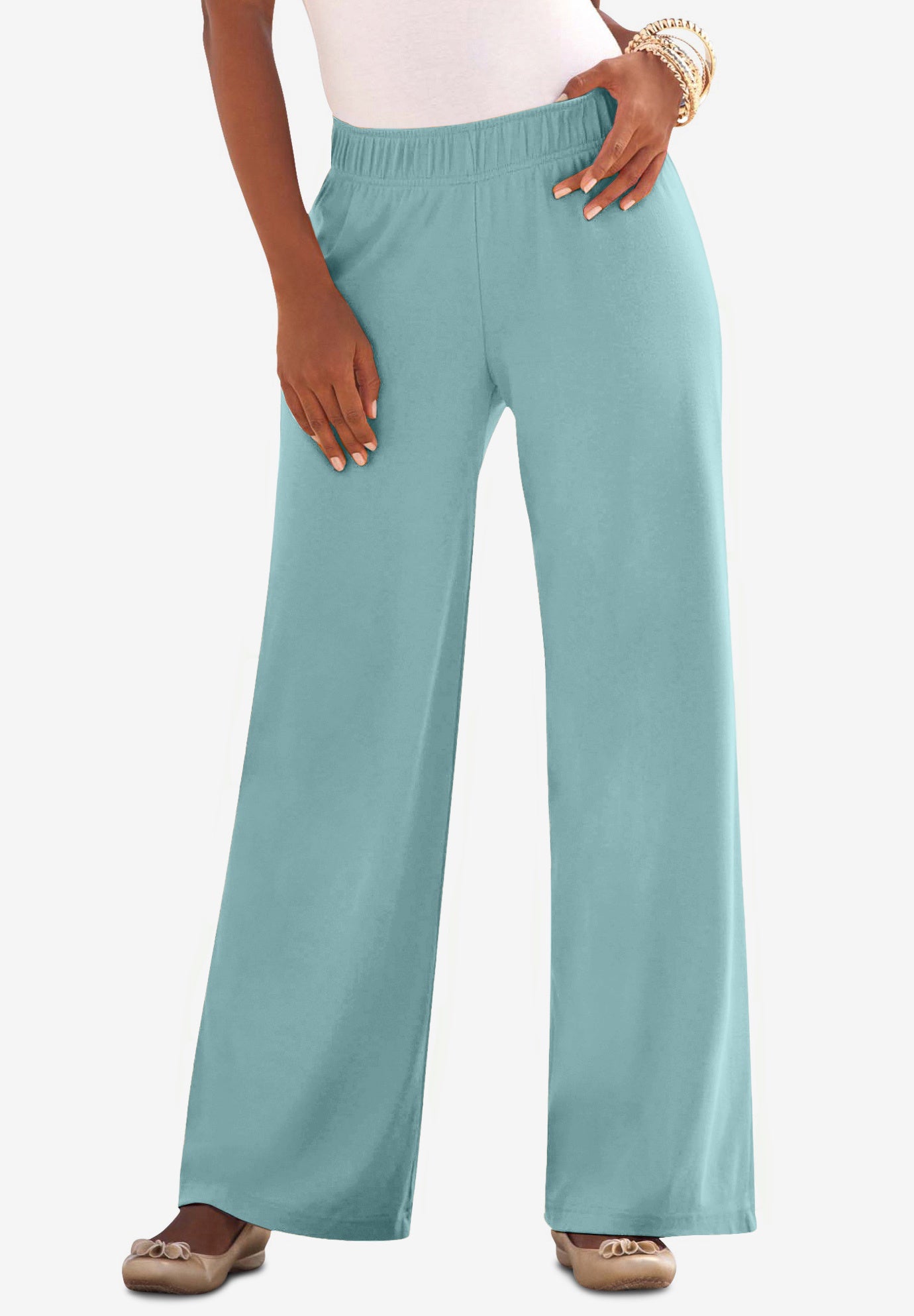 Plus Size Pull-On Wide Leg Soft Knit Pant image number 0