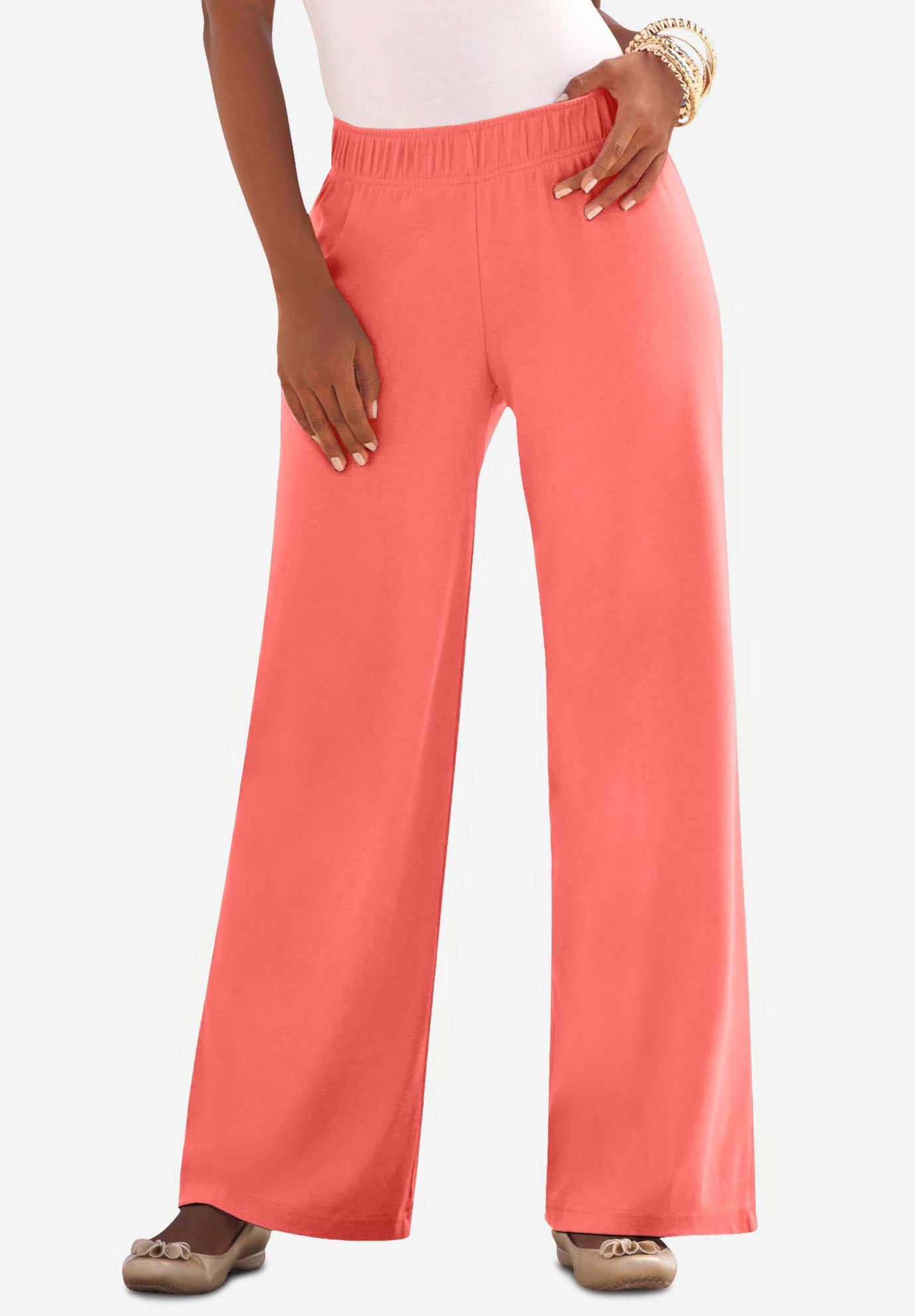 Plus Size Pull-On Wide Leg Soft Knit Pant image number 0