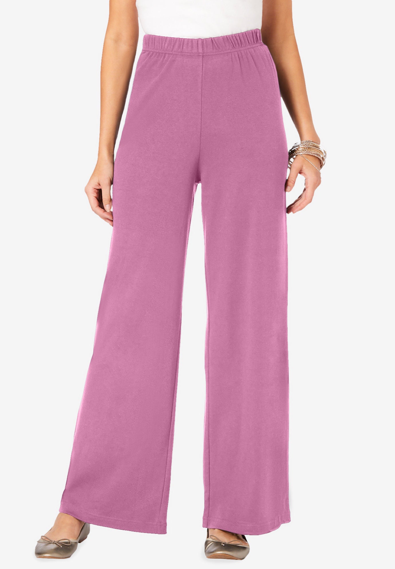 Plus Size Pull-On Wide Leg Soft Knit Pant image number 0