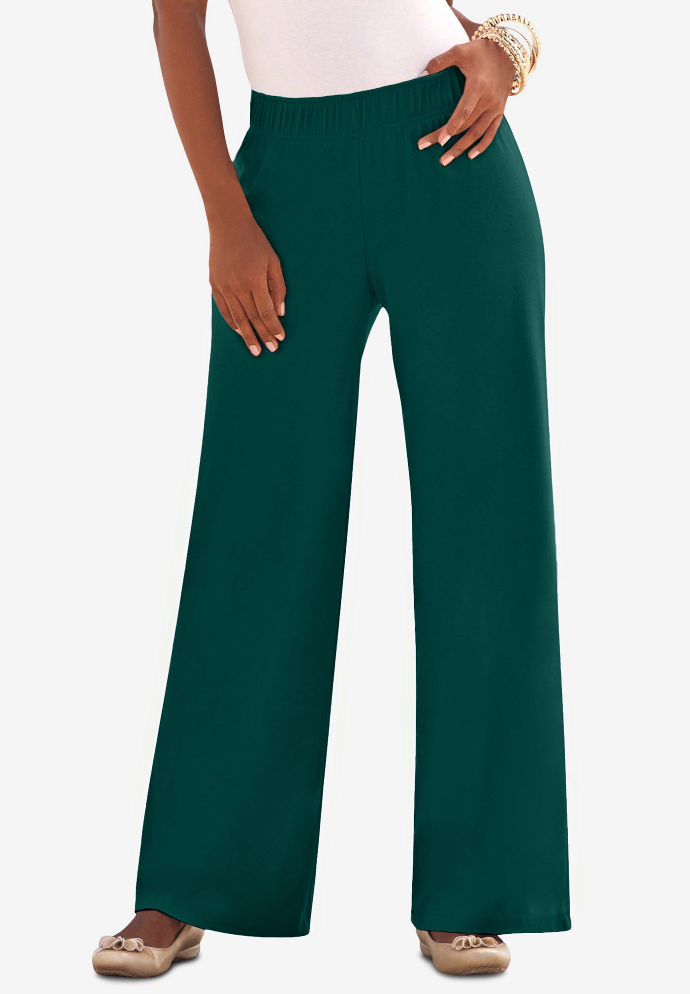 Plus Size Pull-On Wide Leg Soft Knit Pant image number 0