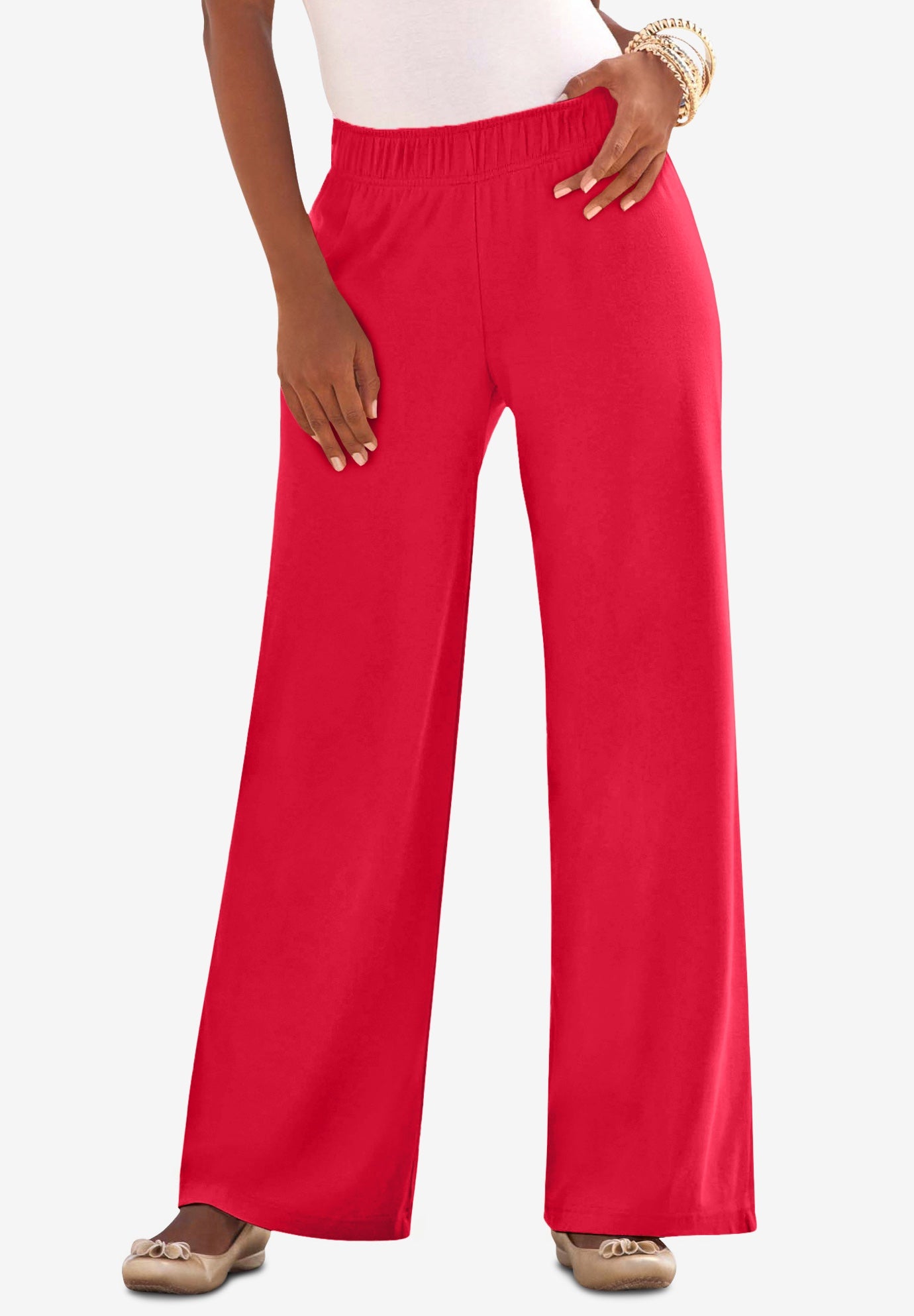 Plus Size Pull-On Wide Leg Soft Knit Pant image number 0