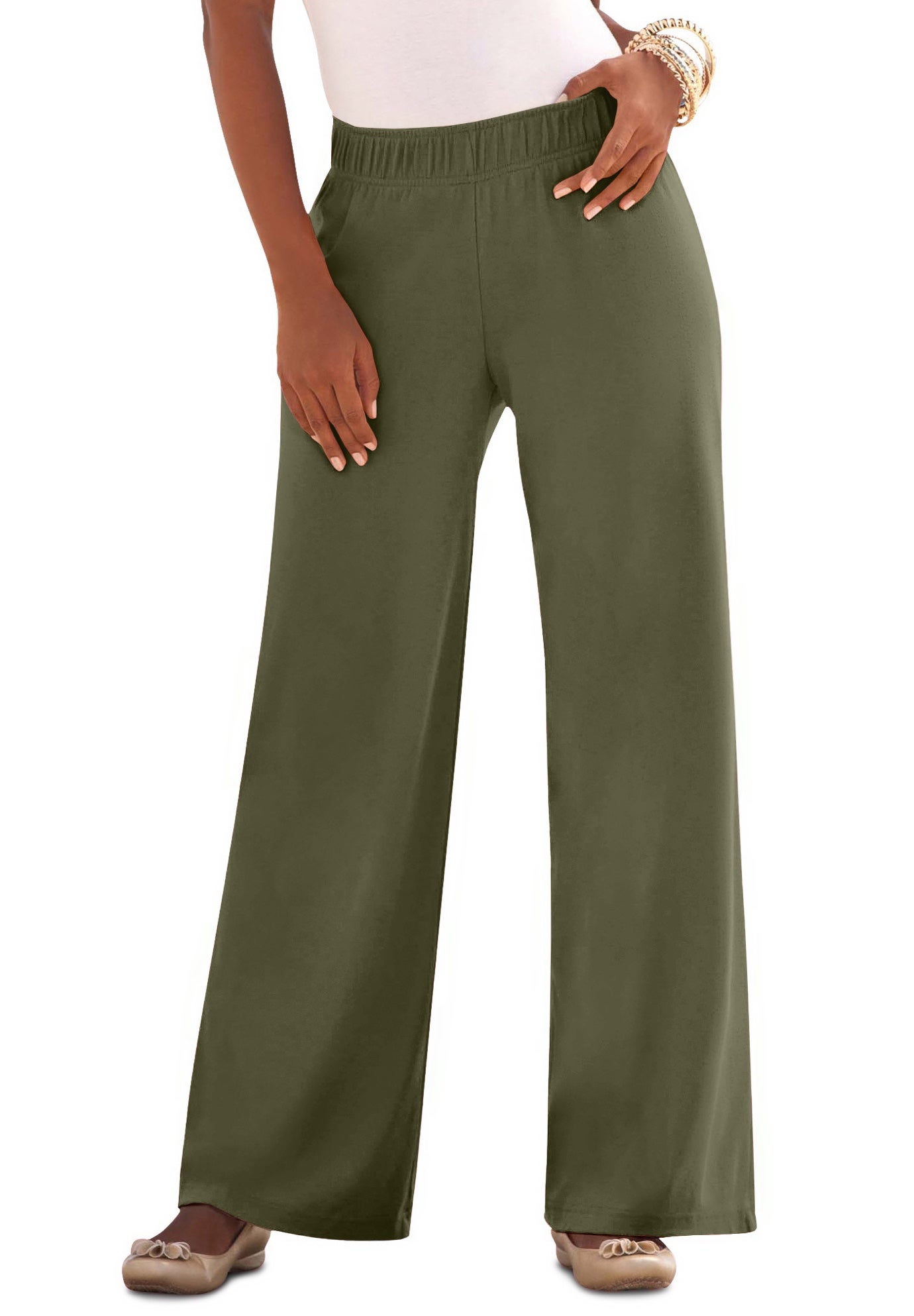 Plus Size Pull-On Wide Leg Soft Knit Pant image number 0
