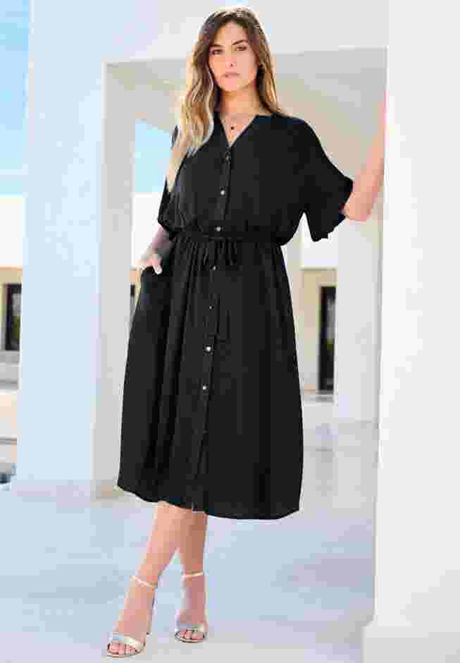 Hand-Crinkled Button-Down Dress image number 0