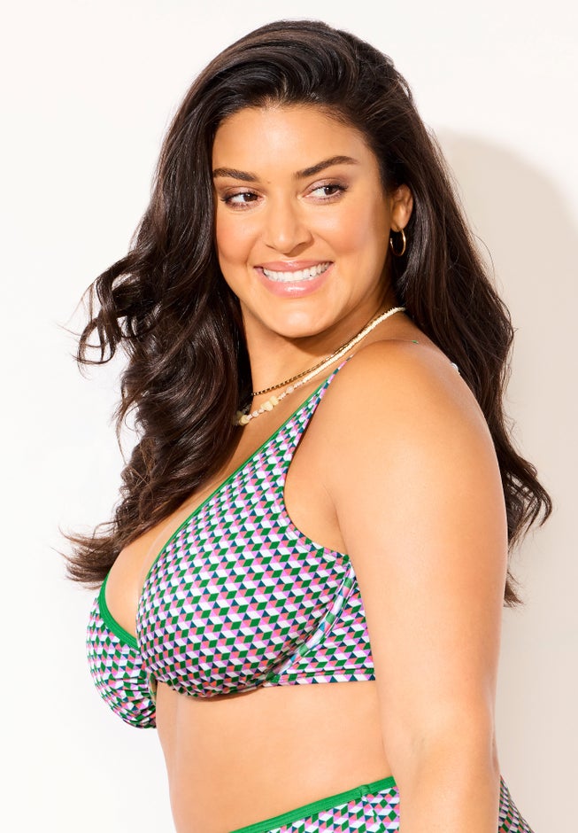 Shimmer Contrast Trim Underwire Bikini Top image number 1