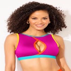  Shimmer Trim High-Neck Keyhole Bikini Top image number null