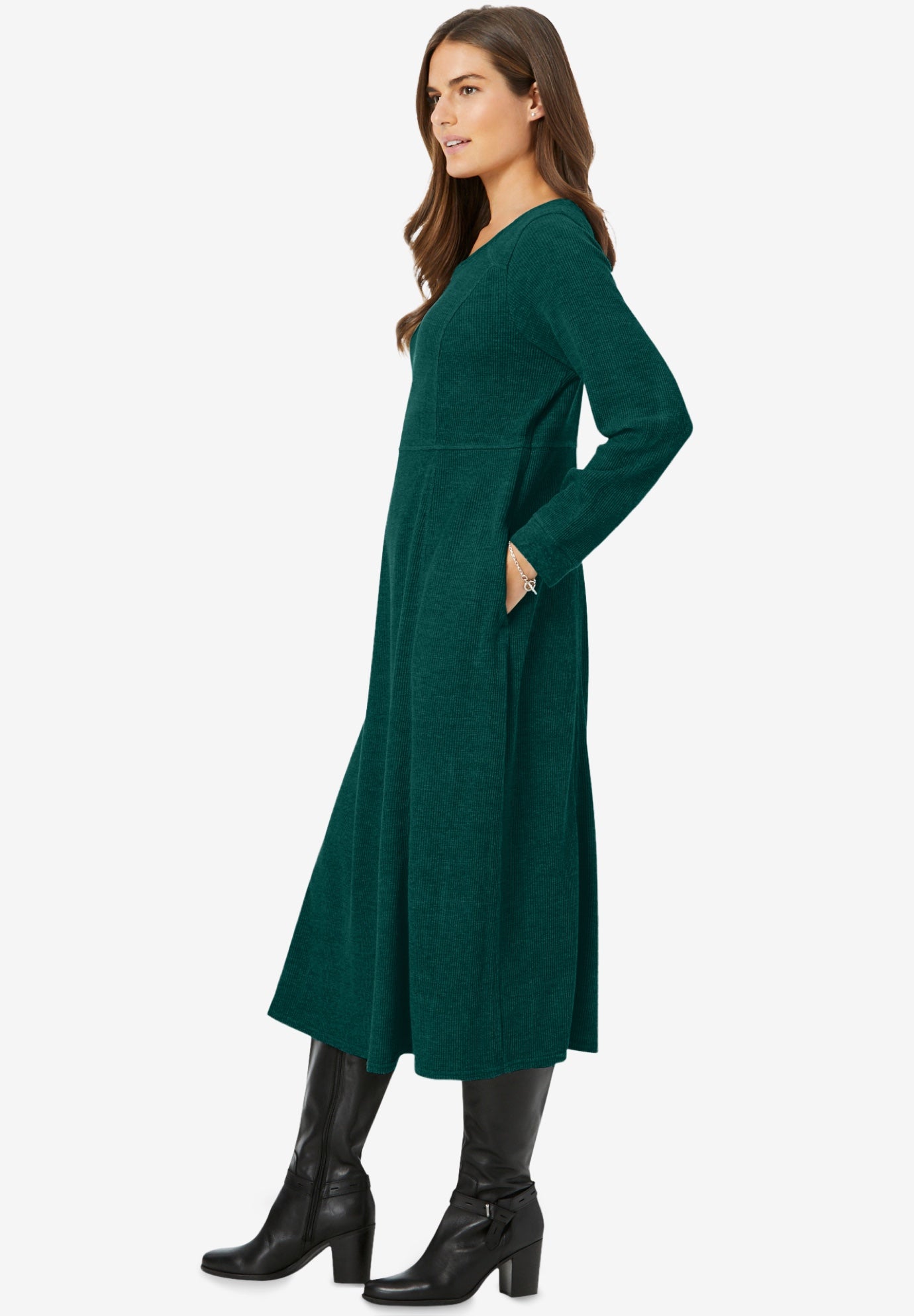 Thermal Knit A-Line Dress image number 2