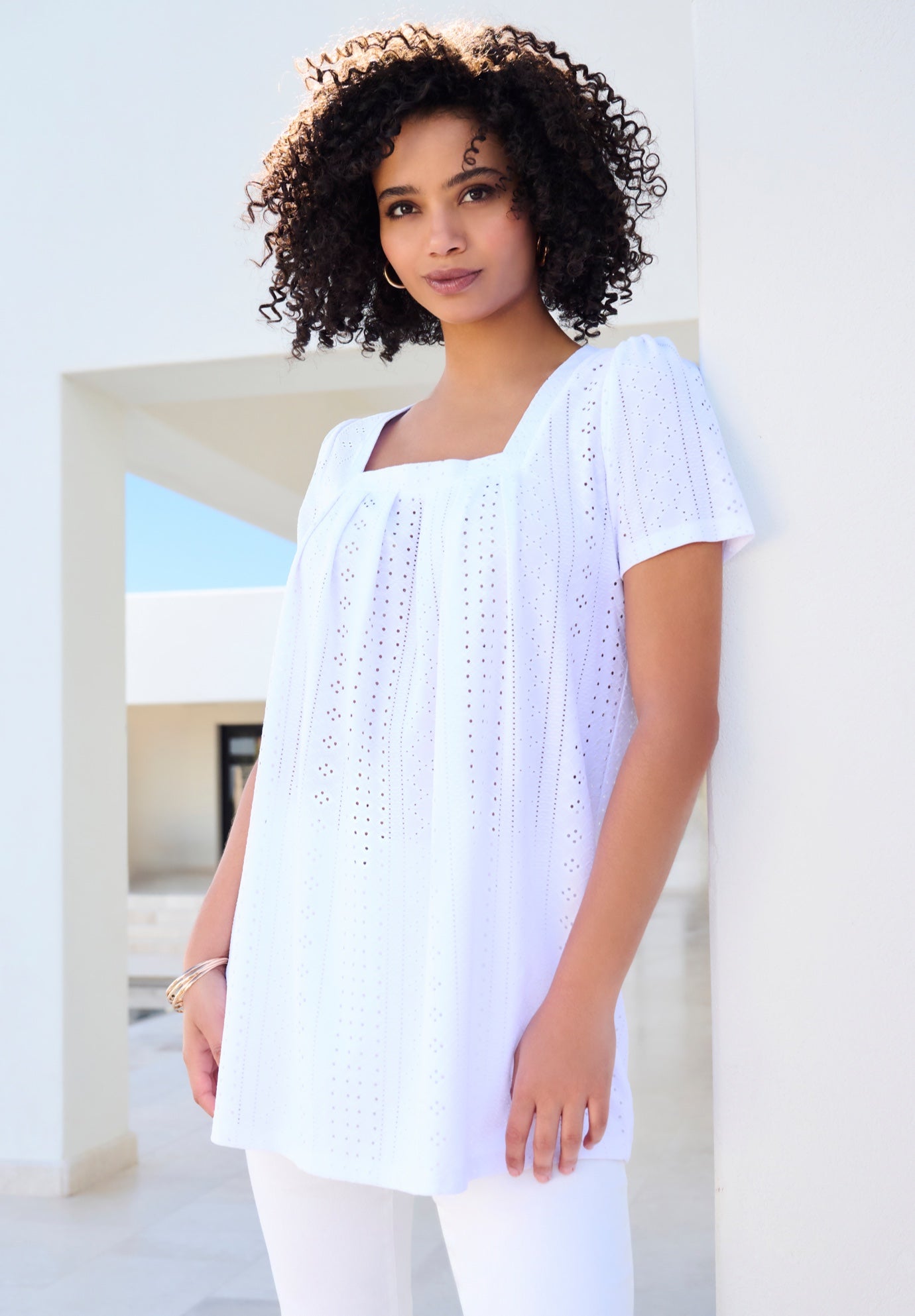 Square Neck Eyelet Tunic image number 0