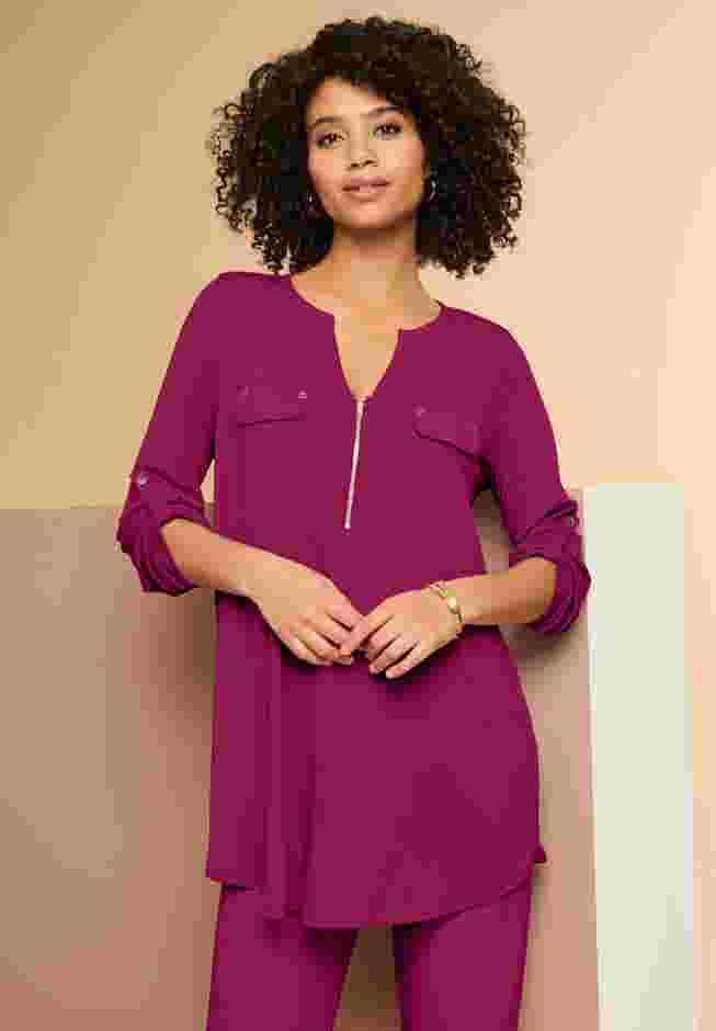Zip Front Ultrasmooth® Fabric Tunic image number 0