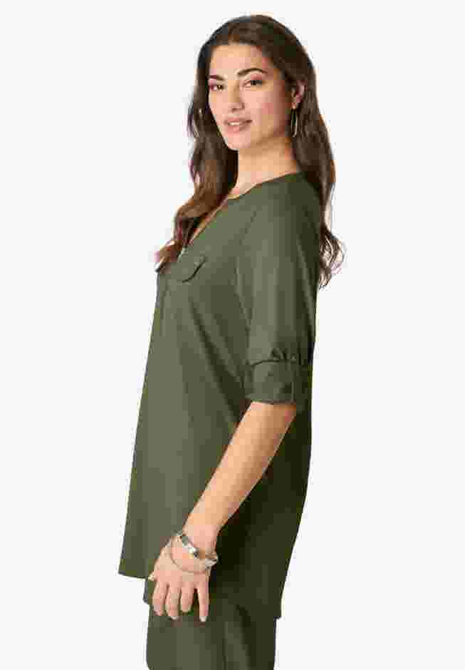 Zip Front Ultrasmooth® Fabric Tunic image number 1