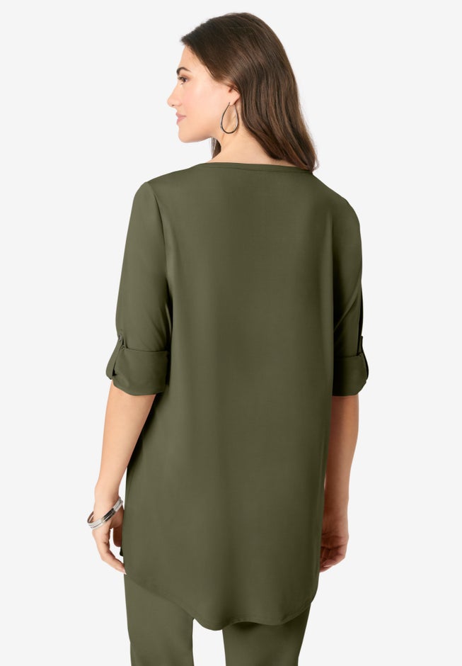 Zip Front Ultrasmooth® Fabric Tunic image number 2